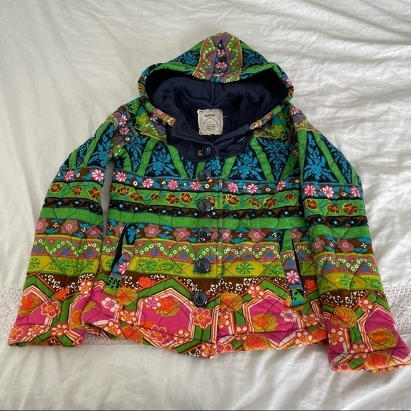 Allihop SMALL Dragon Boat Jacket Cotton Boho Colorful Quilted Cropped - Picture 1 of 5
